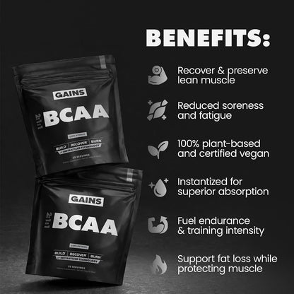 Gains in Bulk BCAA Powder, Amino Acids, Unflavored, 30 Servings