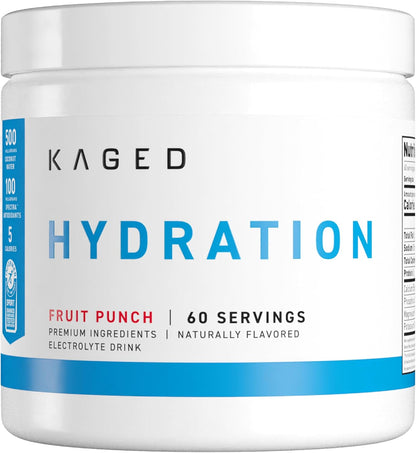 Kaged Electrolytes, Muscle Hydra-Charge Premium Electrolyte Powder, Hydration Electrolyte Powder, Pre Workout, Post Workout, Intra Workout, Fruit Punch, 60 Servings