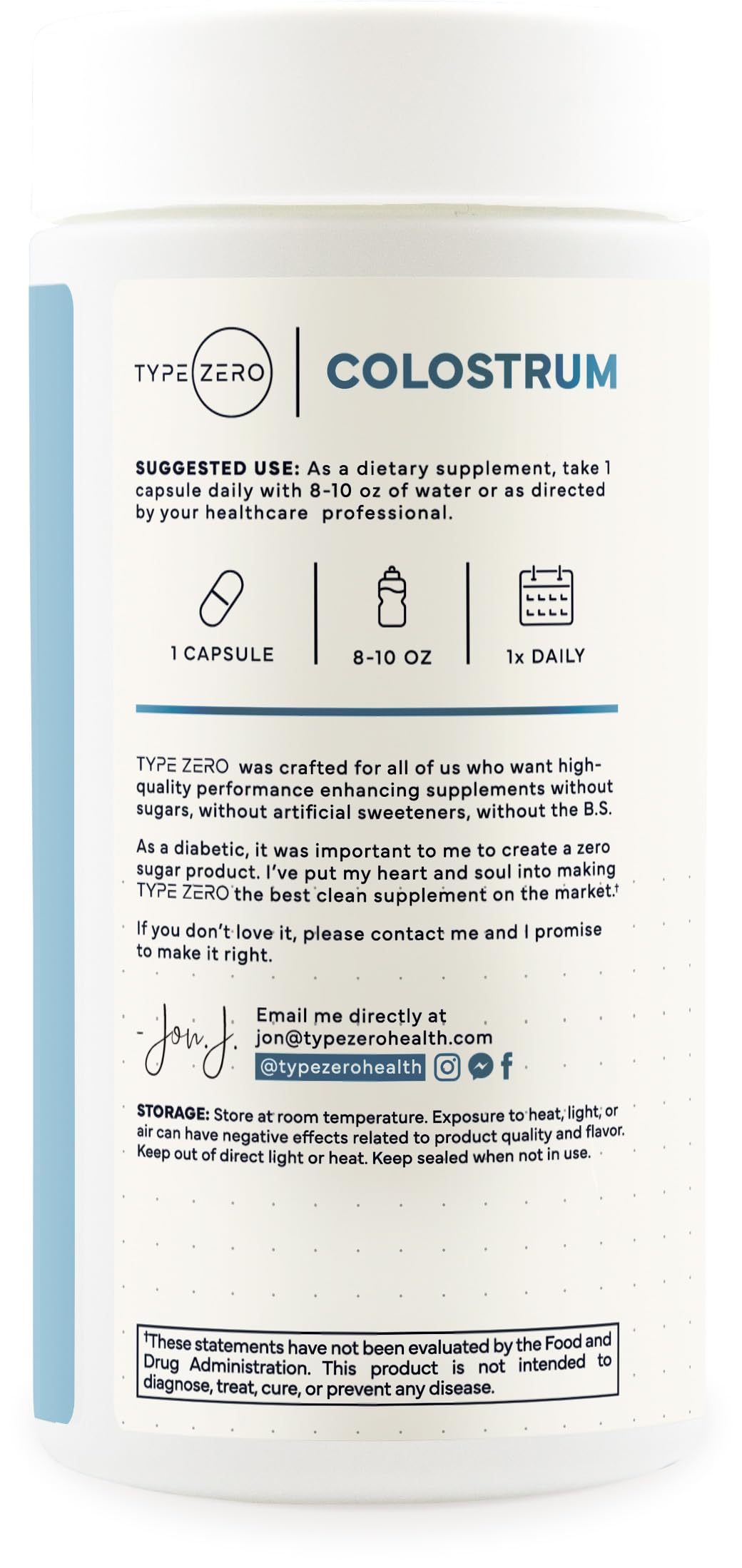 Type Zero Colostrum Supplement (500mg) 180 Capsules, Bovine Sourced | Gluten-Free, GMO-Free
