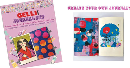 Gelli Arts Journal Kit - All-in-One Printing Kit with 3x5 Gel Plate, Roller, Mini Journal & Mixed Media Supplies, Art Set for DIY Crafts, Handmade Projects for Kids or Adults