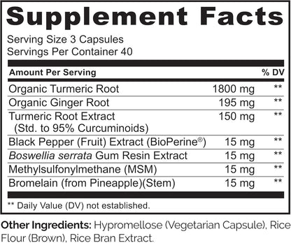 NATURELO Turmeric Curcumin - BioPerine for Better Absorption - Black Pepper, Ginger Root, Curcuminoids - Plant-Based Joint Discomfort Support - 120 Vegan Capsules (Pack of 2)