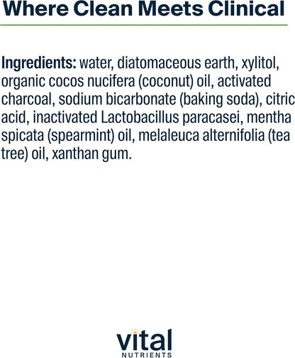 Vital Nutrients Hyperbiotics Activated Charcoal Probiotic Toothpaste | Supports Healthy Mouth Flora, Fresher Breath, Whiter Teeth | Spearmint Flavor | Non-GMO | Gluten, Dairy, Soy Free | 4 oz