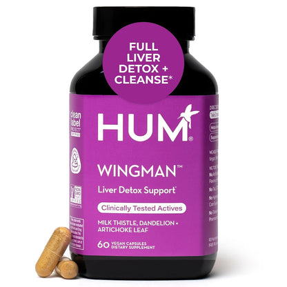 HUM Wing Man Liver Support Supplement Milk Thistle Dandelion Root, 60 Count