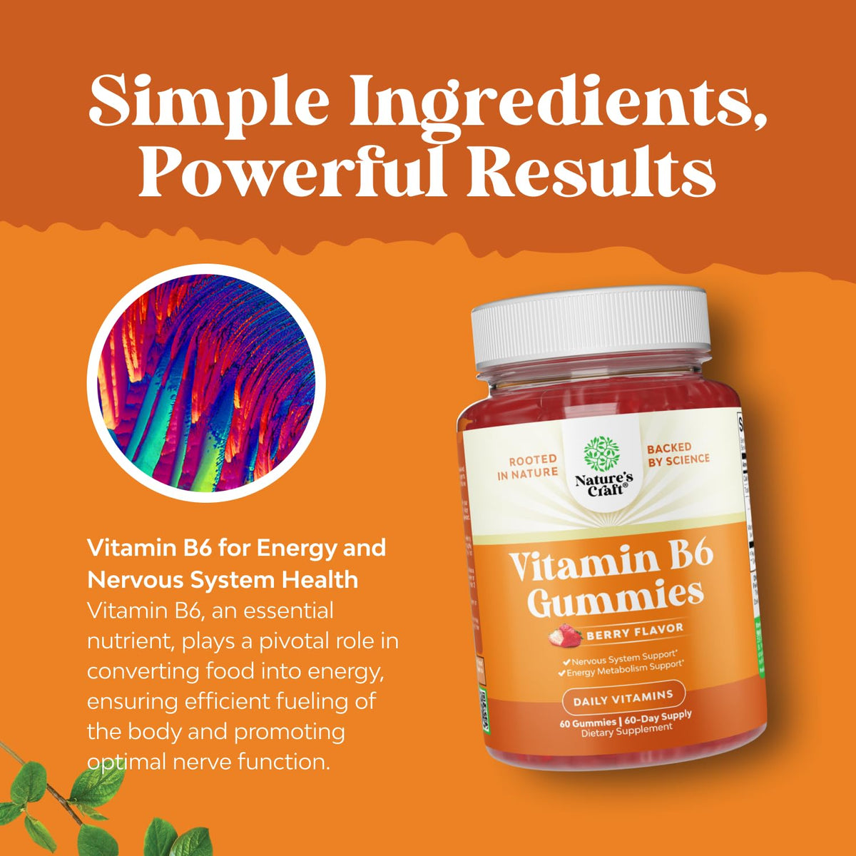 Potent Vitamin B6 Gummies for Adults - Potent Vitamin B Complex Supplements for Men & Women for Nervous System Support Mood & Immune System - Vegan Pyridoxine Chews for Energy & Metabolism - 30 Count