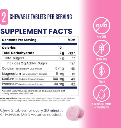 SaltStick Electrolyte FastChews - 120 Count Pink Lemonade - Chewable Electrolyte Tablets for Hydration, Salt Tabs - 10 Count (Pack of 12)