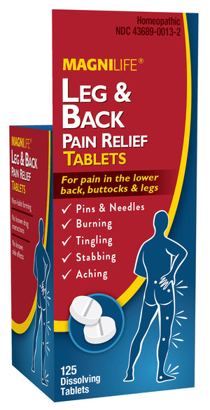 MagniLife Leg & Back Pain Relief Tablets,125 Ct, Fast-Acting Pain Relief Naturally Soothes Burning, Tingling & Stabbing Aches, Symptomatic or Preventative, Non-Habit Forming Quick-Dissolve Tablets MagniLife buy supplements Au