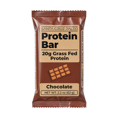 Santa Cruz Paleo Protein Bar – 20g Grass-Fed Whey & Collagen Protein – Wildflower Honey Sweetened, No Seed Oils, High Protein Snack Bar (Chocolate Flavor, Pack of 10)