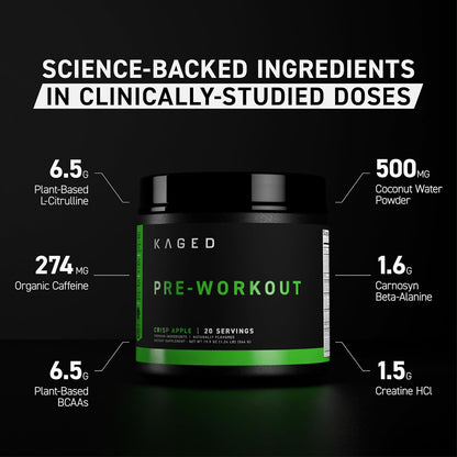 Kaged Original Pre Workout Powder | Fruit Punch | Pre-Workout with Creatine, Beta Alanine, L-Citrulline, BCAAs | 274 mg Caffeine | Pre Supplements for Men & Women | 20 Servings