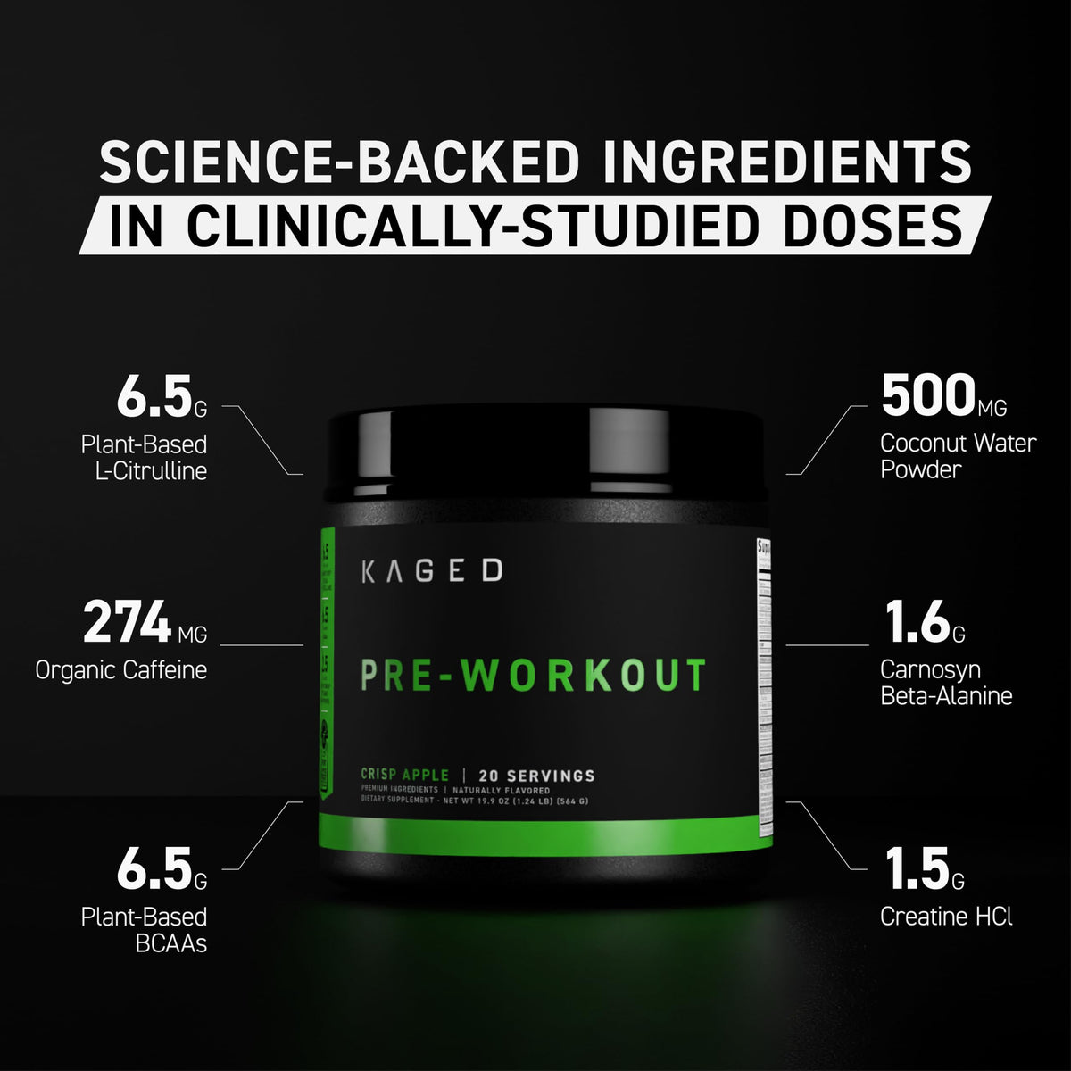 Kaged Original Pre Workout Powder | Fruit Punch | Pre-Workout with Creatine, Beta Alanine, L-Citrulline, BCAAs | 274 mg Caffeine | Pre Supplements for Men & Women | 20 Servings