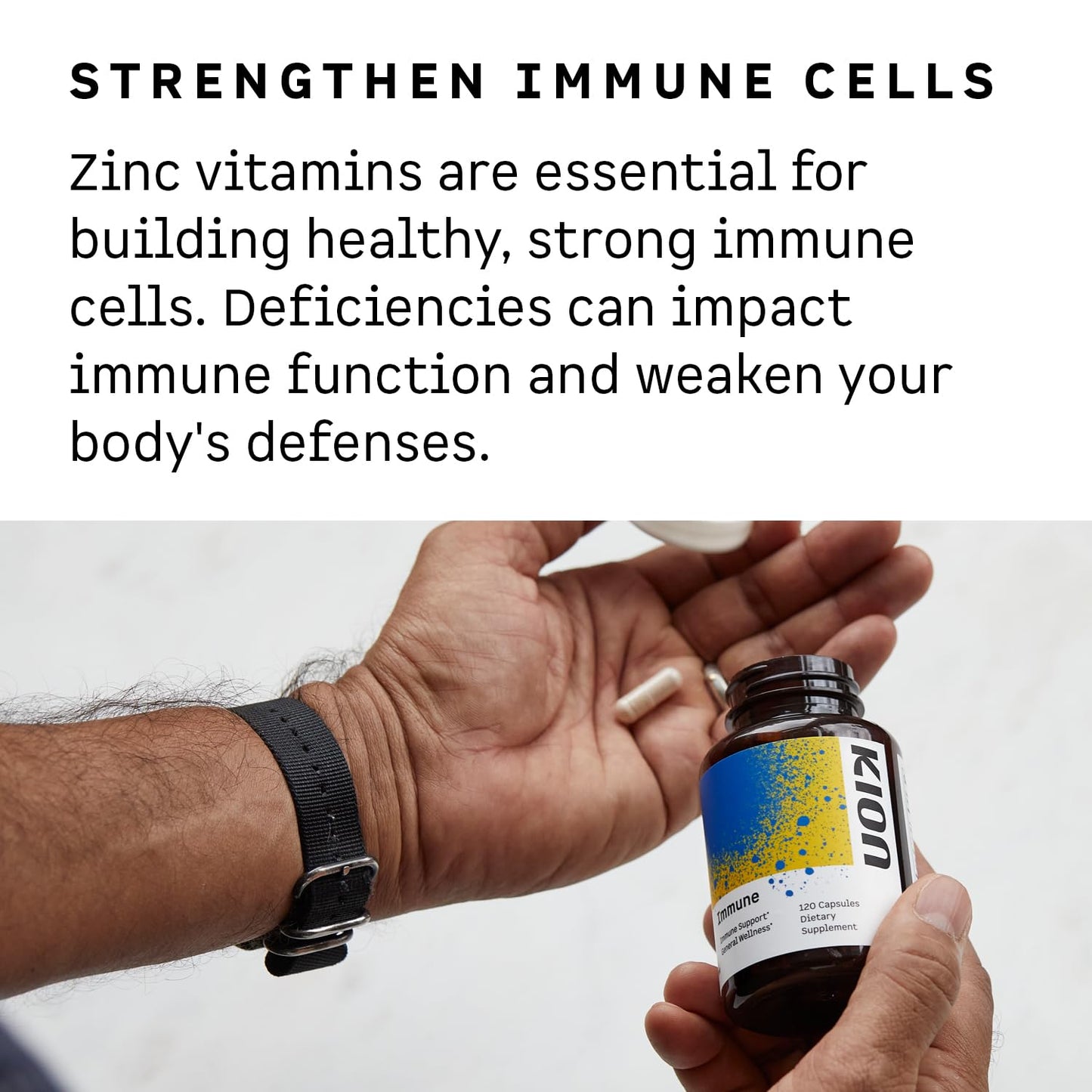 Kion Immune - Immune Support Supplement - Vitamin C Supplement - Vitamin C and Zinc for Everyday Wellness - 500 mg Vitamin C (Ascorbic Acid) and 10 mg Zinc - 120 Servings