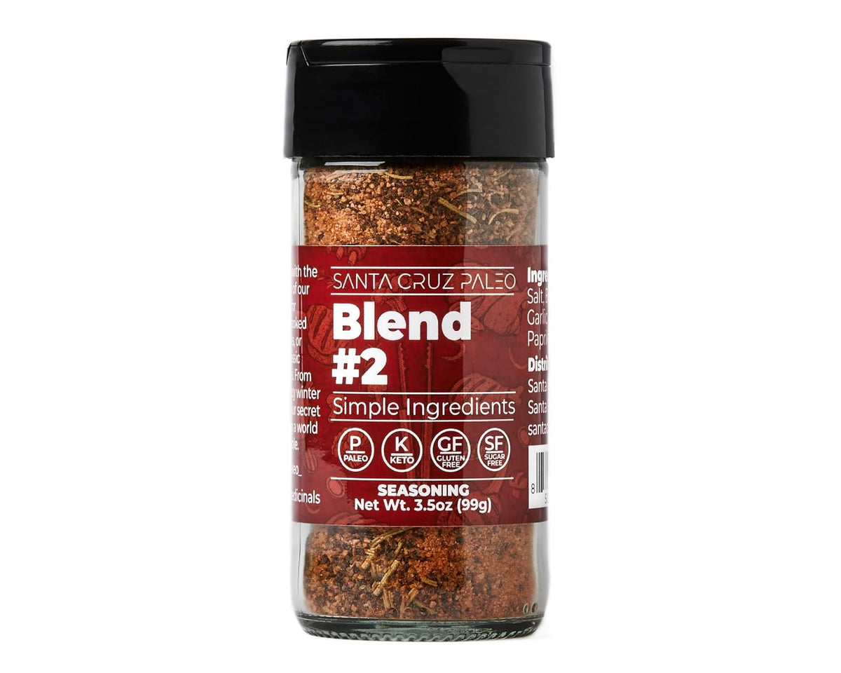 Santa Cruz Paleo, Seasoning Blend #2, Sweet and Smoky Spice for Chicken, Steak, Burgers, Wings and Ribs, Garlic, Sea Salt, Black Pepper, Rosemary and Paprika, Gluten Free, Keto, Paleo, 3.5 Oz Jar