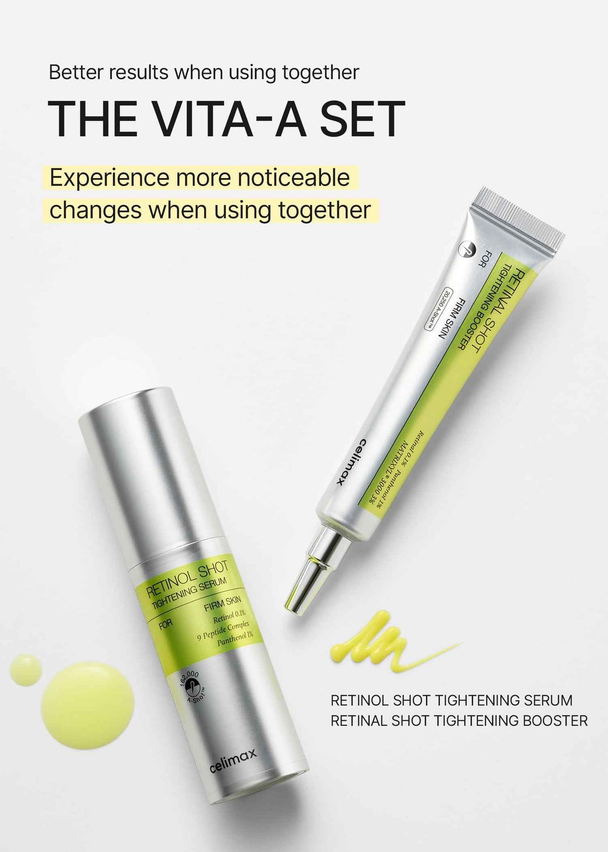 celimax The Vita A Retinal Shot Tightening Booster (Duo Set 15mlx2) | 0.1% Retinal, 3% Matryxyl, High-Strength Retinoid for Anti-Aging, Pore Minimizer