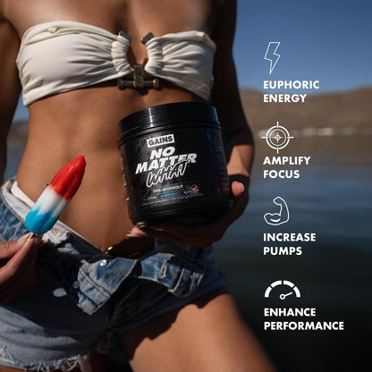 Gains in Bulk No Matter What Pre Workout Powder, Rocket Pop, 30 Servings