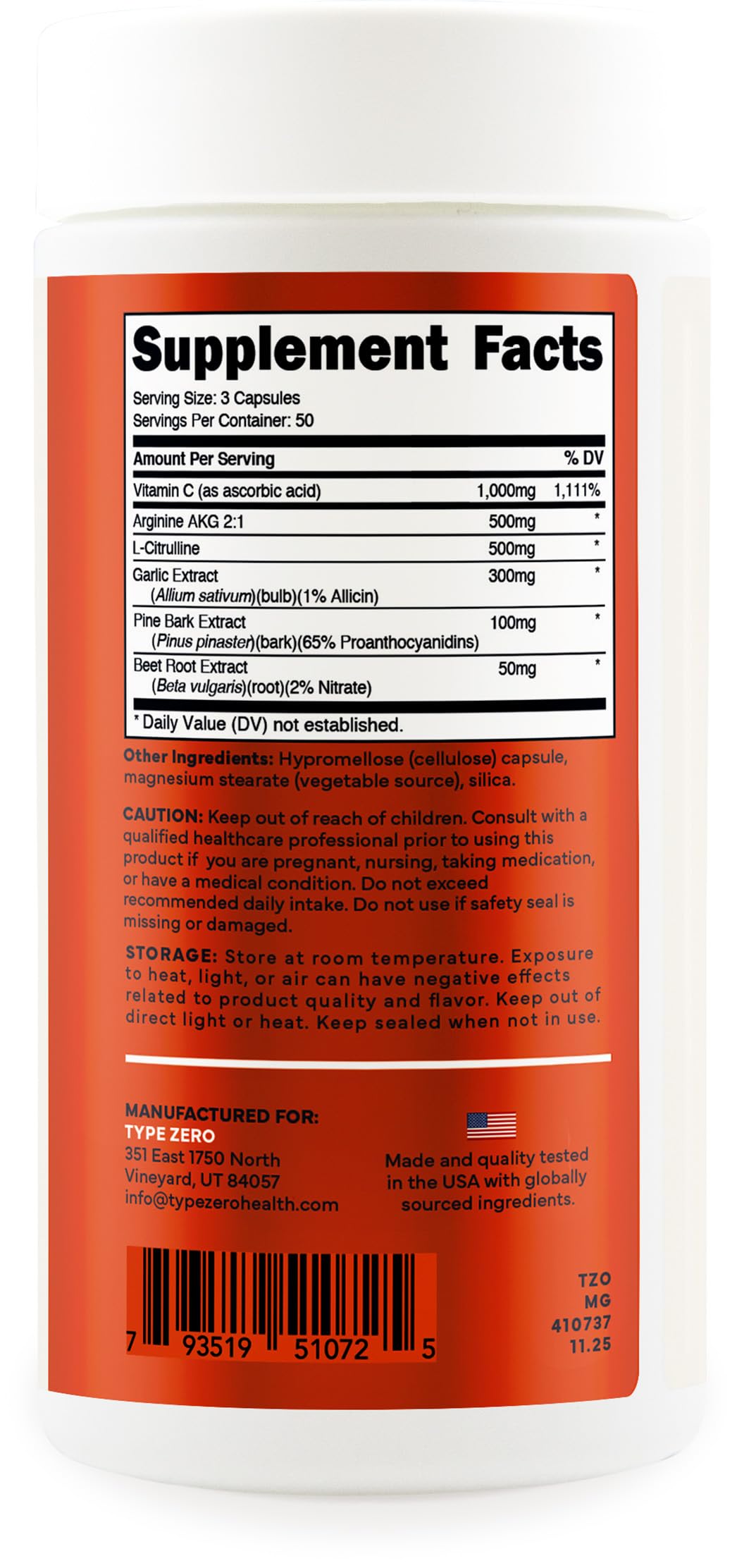 Type Zero Nitric Oxide 6X Booster, 150 Veggie Capsules, Natural Supplement | Beetroot, Arginine AKG, Citrulline, Pine Bark, Garlic & Vitamin C, Nitrous Oxide