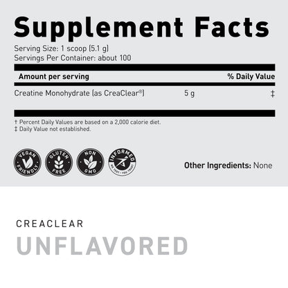 Kaged CreaClear Creatine Monohydrate Powder | Mixes Clear & Dissolves Completely, No Grit | Premium Micronized Creatine for Strength, Performance & Muscle Support | Unflavored | 30 Servings