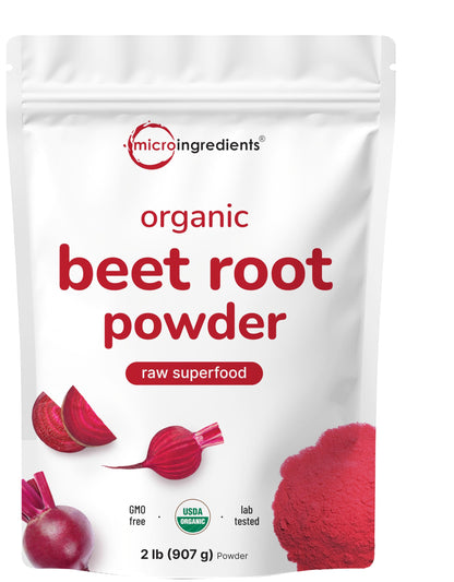 Micro Ingredients Organic Beet Root Powder, 4lb (64 oz) | Nitric Oxide Supplement, Water Soluble, Highly Concentrated Raw Beet Supplement, Superfood Drink Mix, Non-GMO, Plant Based