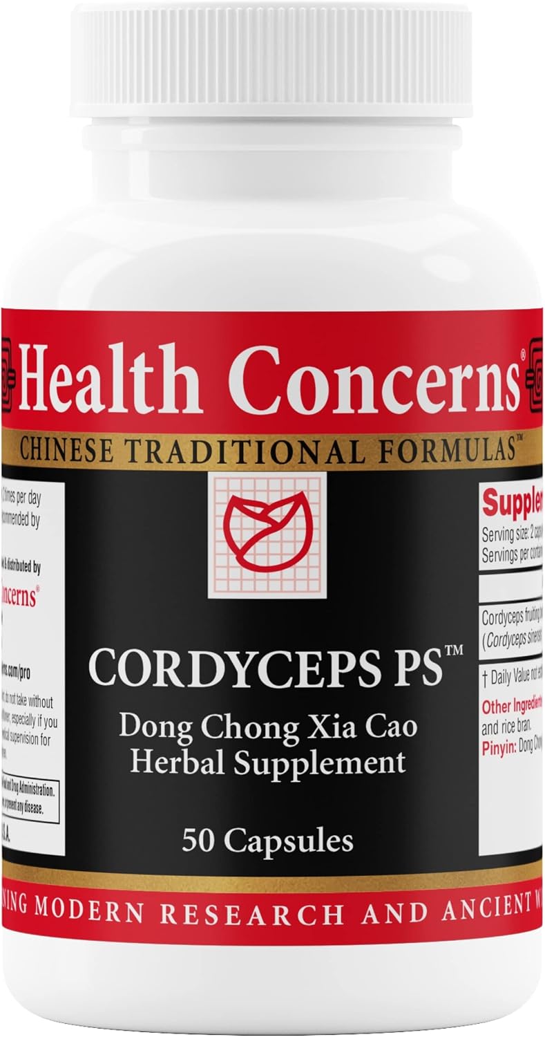 Health Concerns Cordyceps PS – Lung Support & Respiratory Health Supplement – Mushroom Fruiting Body for Immune Function, Heart Health, Circulation, Athletic Energy, Oxygen Support – 50 Capsules