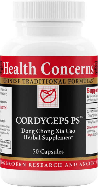 Health Concerns Cordyceps PS – Lung Support & Respiratory Health Supplement – Mushroom Fruiting Body for Immune Function, Heart Health, Circulation, Athletic Energy, Oxygen Support – 50 Capsules