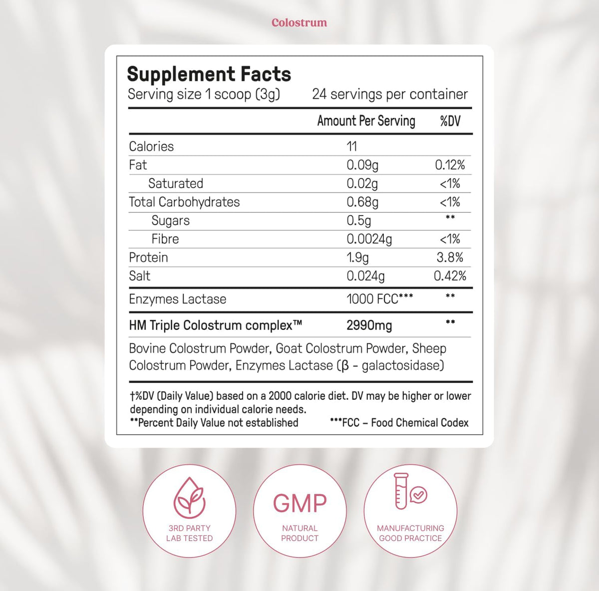 Happy Mammoth Triple Source Colostrum Powder Supplement for Gut Lining Maintenance | High in Immunoglobulins & Lactoferrin | Bovine, Sheep, Goat | Grass-Fed, European Ethical Sourced |24 Servings