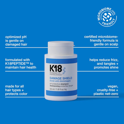 K18 Damage Shield Shampoo & Conditioner, Smoothing & Protective from Environmental Stressors, Maintains Hair Health, 1.8 Fl Oz x2