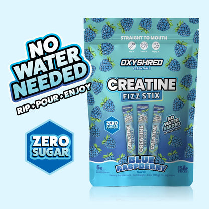 EHP Labs OxyShred Creatine Monohydrate Fizz Sticks, Cherry Slushie, 15 Pack | 5g Micronized Creatine Per Stick. No Water Needed, Zero Sugar, Vegan & Gluten Free. Single Serve On The Go.