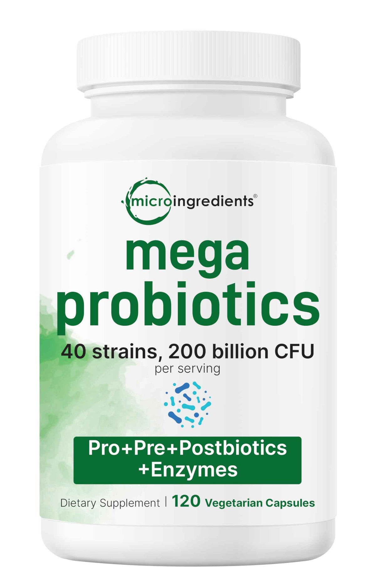 Micro Ingredients Probiotics 200 Billion CFU, 120 Veggie Capsules | Mega Probiotics for Men & Women | 40 Strains with Prebiotics, Postbiotics & Digestive Enzymes | Gut, Immune & Digestive Health