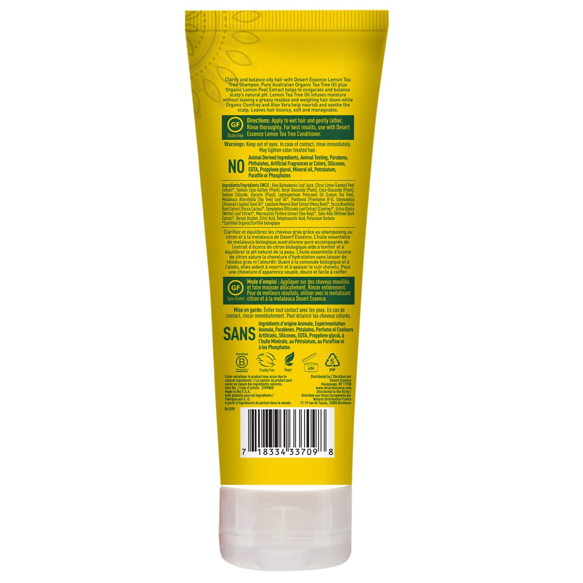 Desert Essence Lemon Tea Tree Clarifying Shampoo for Oily Hair, 8 fl oz