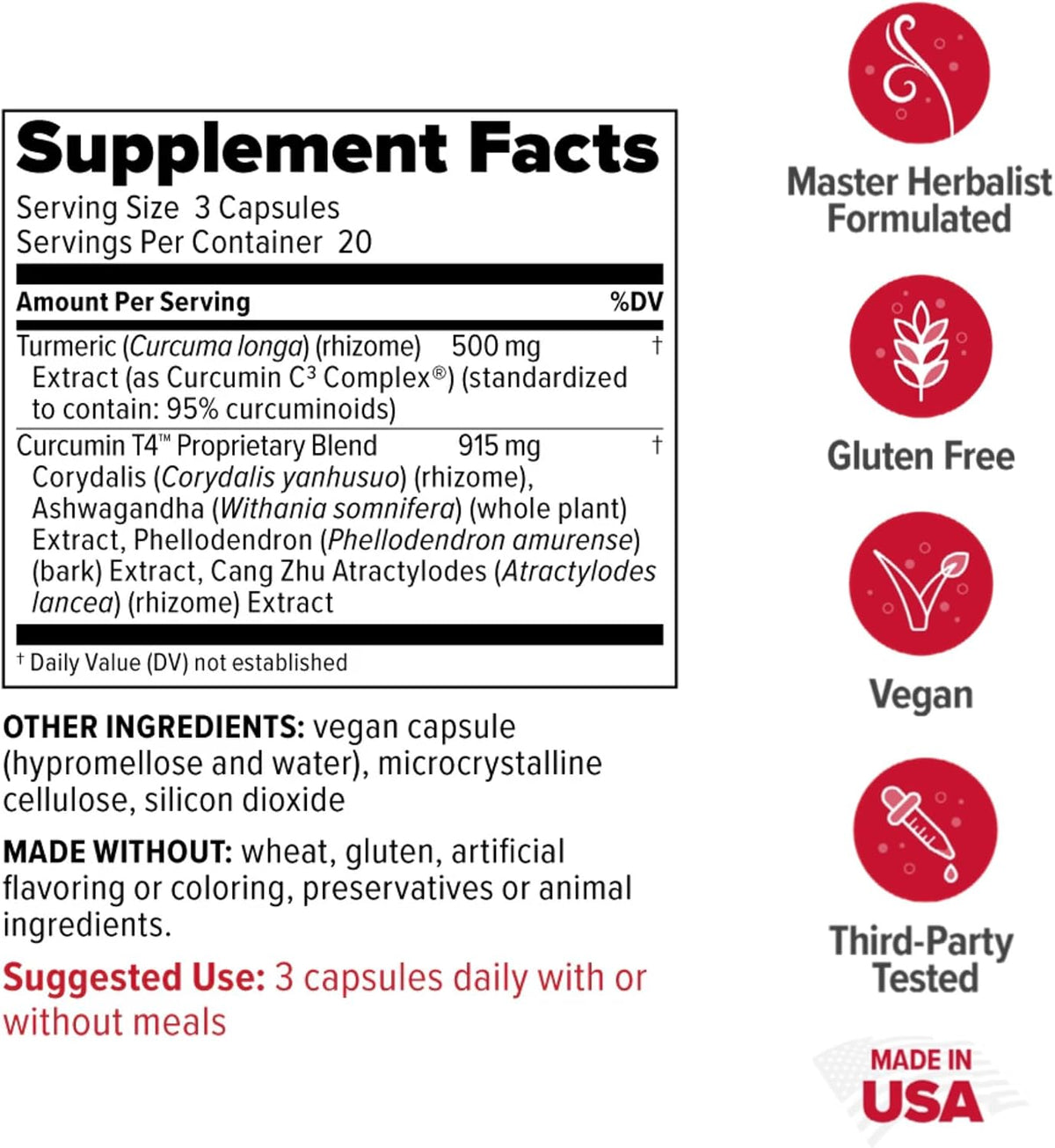 Redd Remedies Joint Health Original, 90 Capsules, and Curcumin T4, 60 Capsules