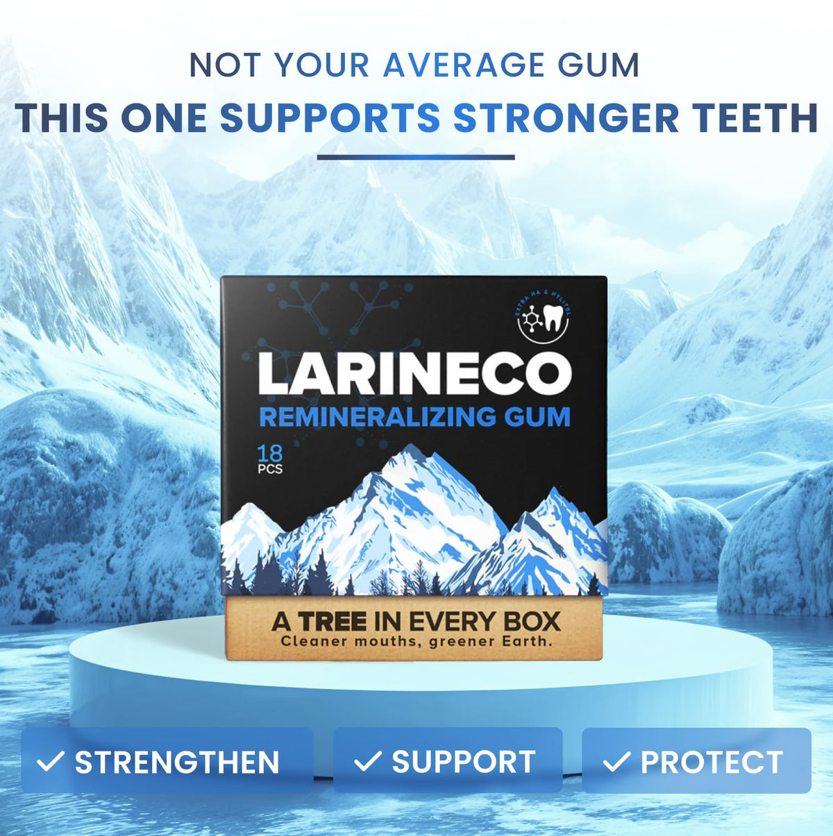 Larineco Remineralizing Gum with Nano Hydroxyapatite & Xylitol – Sugar-Free Xylitol Gum – Plastic-Free, Dye-Free, Aspartame-Free – Natural Base – 36 Pieces, Mastic Mint