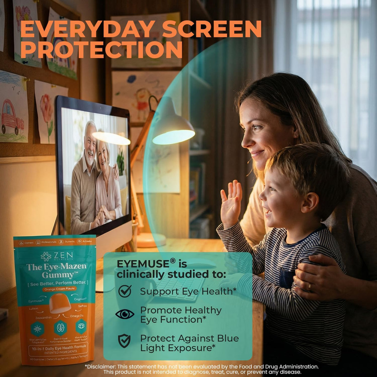 The Eye-Mazen Gummy Eye Vitamins for Vision and Eye Health - Lutein and Zeaxanthin Supplements for Eyes with Omega 3 & Vitamin A - Eye Supplements for Adults, Kids & Seniors