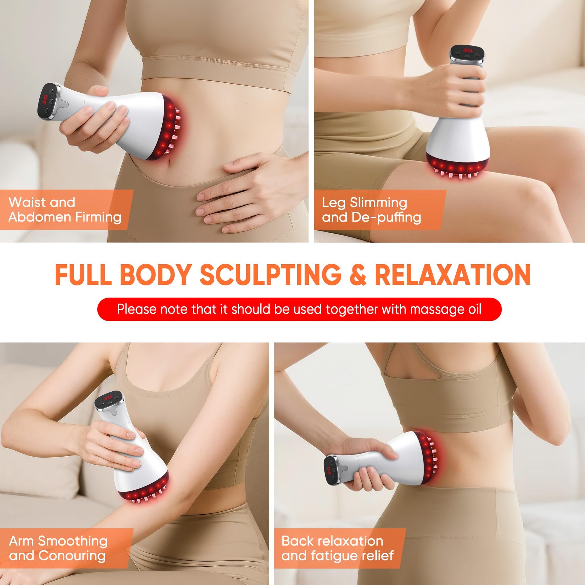 Rechargeable Lymphatic Drainage Massager & Cellulite Massage Tool with 3000mAh,Fascia Blaster for Reduce Stretch Marks for Legs, Arms & Belly,Body Sculpting Machine with Microcurrent for Office Travel Multford buy supplements Au