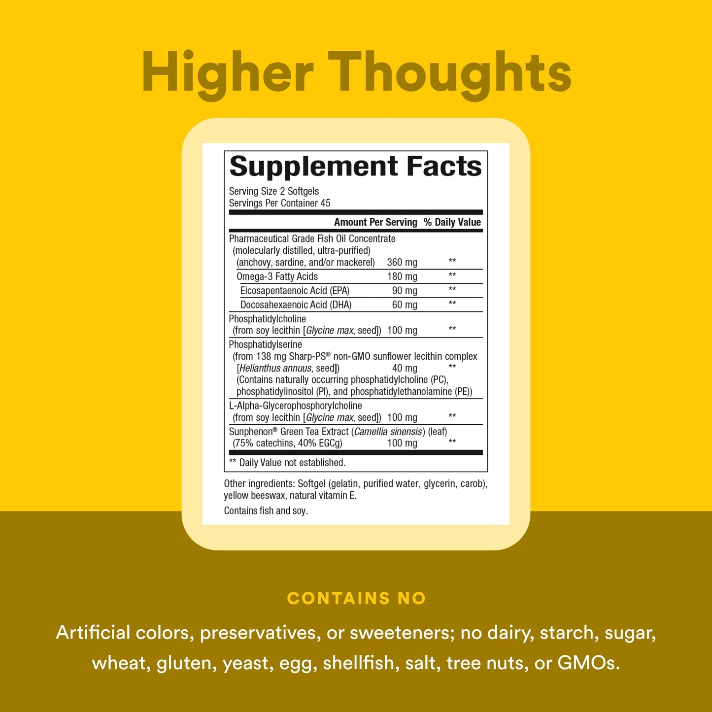 Natural Factors Higher Thoughts - Supports Cognitive & Cardiovascular Health* - Fish Oil, Fatty Acids, EPA, DHA & More - 90 Softgels Natural FactorsBuy Supplements Australia