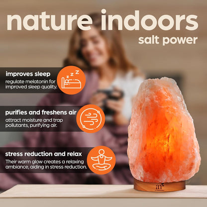 Artnaturals Himalayan Salt Lamp with Wooden Base