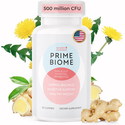 Nature’s NutriWave PrimeBiome Probiotic Gummies – Plant-Based Blend with Inulin, Lion’s Mane, Ginger & More– Non-GMO, No Stimulants, GMP Certified – 30 Gummies, 1 Month Supply Nature’s NutriWave buy supplements Au