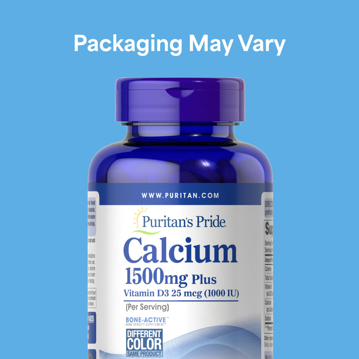 Suplement ​Puritan's Pride Absorbable Calcium 1500 mg Plus Vitamin D3 25mcg 1000 IU, Dietary Supplement for Bone Strength, Heart, Nerve, Muscle - VelvetGlow USA