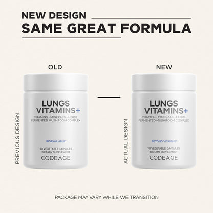 Codeage Lungs Vitamins, A, C, D, E, B6, Milk Thistle Lung Supplement, Zinc & Magnesium, Cordyceps, Reishi, Chaga, Poria, Tylophora, Ginger, Peppermint Leaf Organic Herb Cleanse - Non-GMO - 90 Capsules CodeageBuy Supplements Australia
