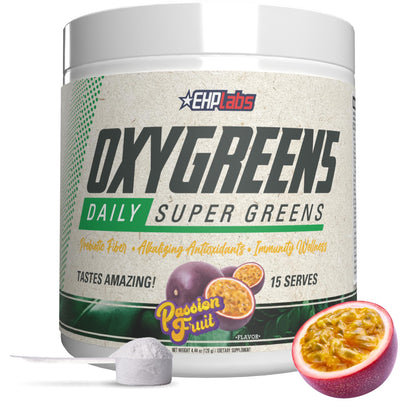 EHP Labs OxyGreens Super Greens Powder with Spirulina & Chlorella, Prebiotic Fiber, Probiotics & Digestive Enzymes – Antioxidant Green Superfood Supplement - 15 Serves (Pineapple)