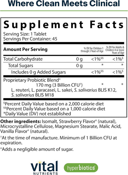Hyperbiotics Vital Nutrients Children’s Health Bundle – ENT Formula with BLIS (45 Sugar-Free Strawberry-Vanilla Chewables) & Daily Digestive Support (60 Sugar-Free Orange Tablets) for Gut & Immune Wel