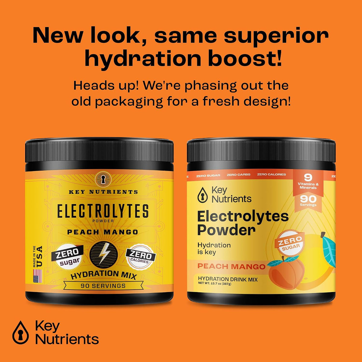 KEY NUTRIENTS Hydration & Energy Electrolyte Bundle – Electrolyte Tablets & Tropical Peach Mango Multivitamin Powder, Sugar-Free