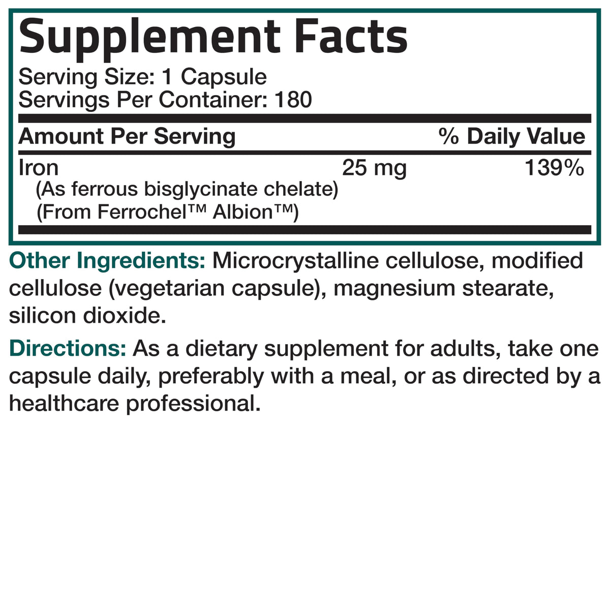 Bronson Iron Bisglycinate 25 mg, 90 Vegetarian Capsules | Gentle on the Stomach, Non-Constipating, Supports Energy & Red Blood Cell Production, Non-GMO, Gluten-Free & Soy-Free
