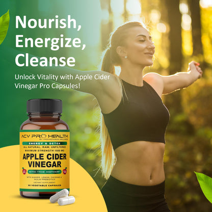Promethean Wellness ACV Pro Apple Cider Vinegar Capsules Certified Organic with Mother ACV Pills Detox Cleanse Acid Reflux Relief Support Supplement Ginger