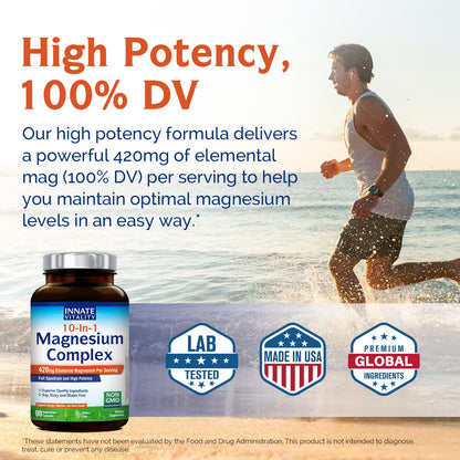 Innate Vitality 10-in-1 Magnesium Complex 960mg, 420mg Elemental Mag per Serving, with Magnesium Glycinate, Citrate, Malate, and More, Sleep, Digestion, Energy Support, 90 Vegan Caps Innate Vitality buy supplements Au