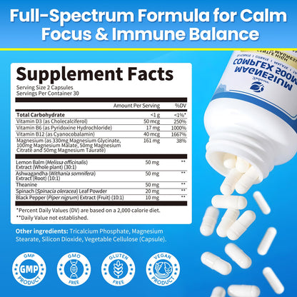 2 Pack Magnesium Complex for Women and Men 4-in-1 Magnesium Glycinate, Citrate, Malate, Taurate - Magnesium Supplement for Relaxation, Sleep & Focus, 60 Days Supply Lukaree buy supplements Au