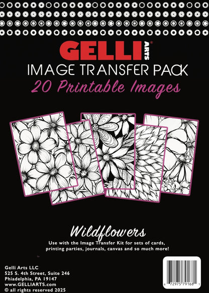 Gelli Arts Image Transfer Printables Wildflowers - 20 Floral Images Included, Use Gel Plates, Great for Teachers and Students of All Ages