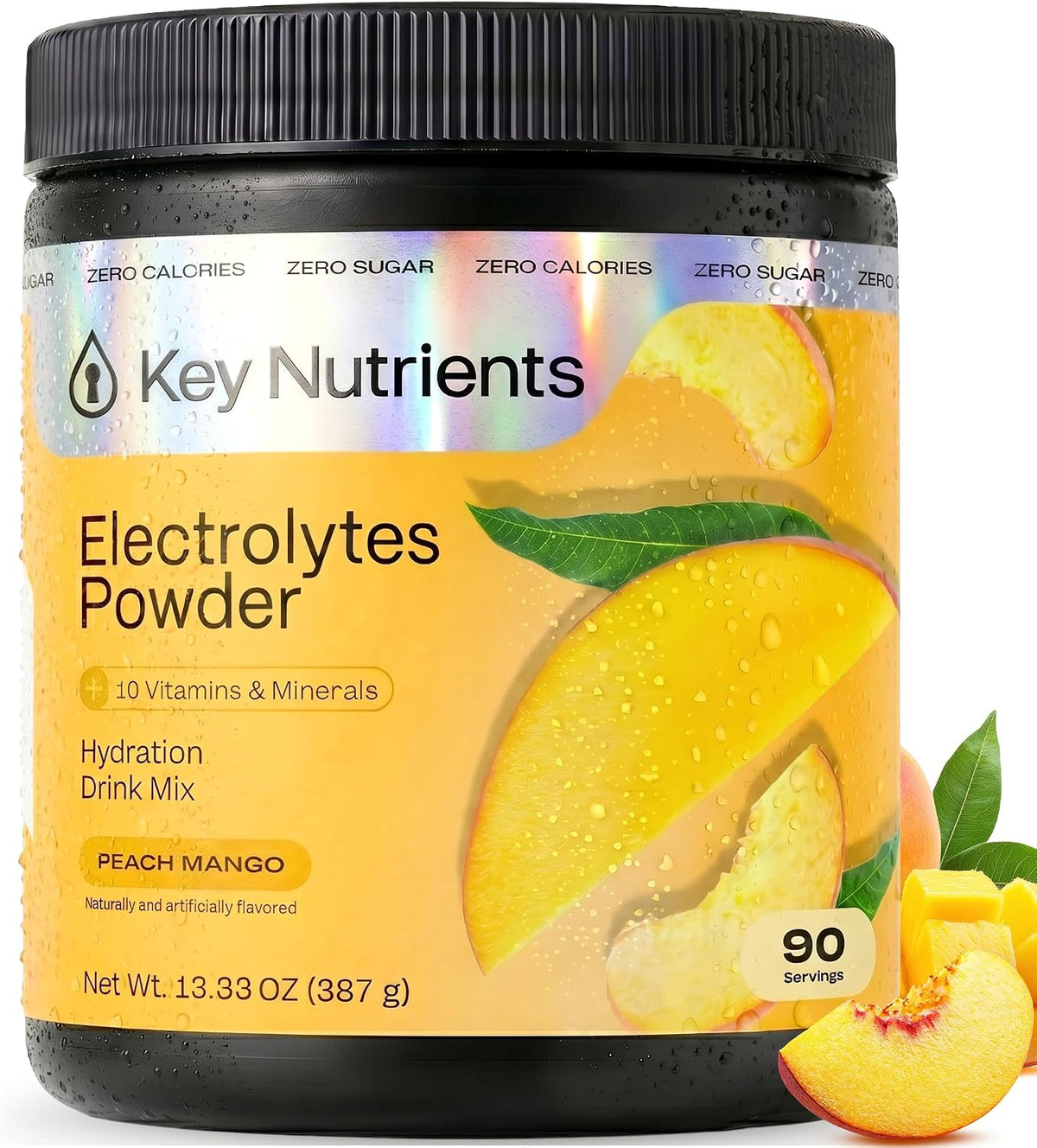 KEY NUTRIENTS Electrolytes Powder Bundle, Tropical Peach Mango 90 Servings Jar + Classic Lemonade 20 Count Packets, Sugar Free Hydration Travel Drink Mix with Vitamins & Minerals, No Calories