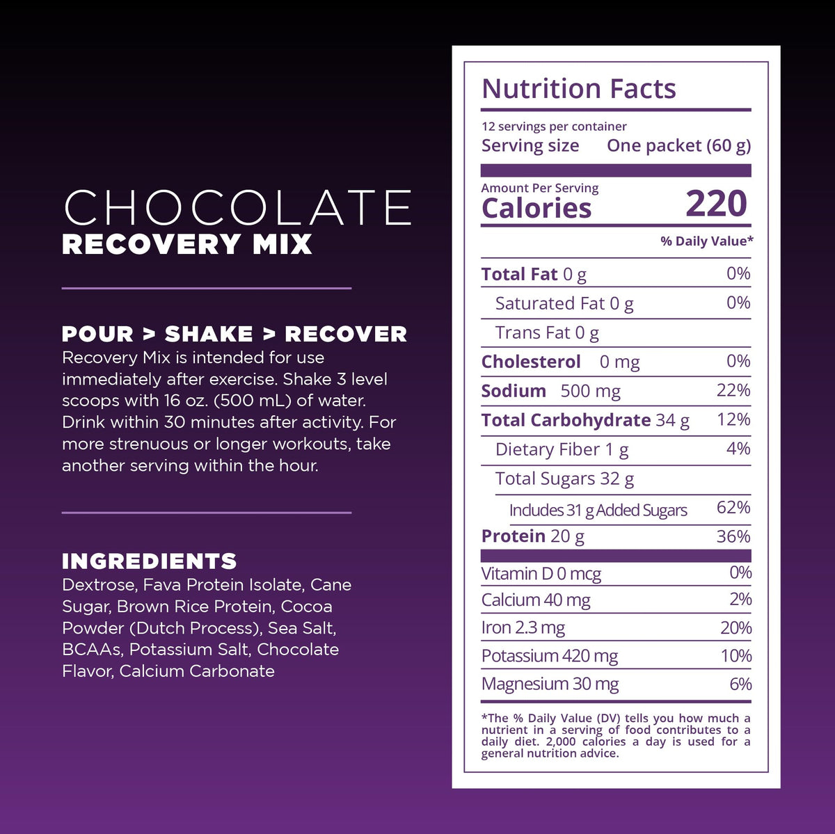 Tailwind Nutrition Recovery Mix, Chocolate, 20-Serving Bag