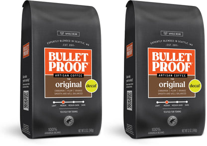 Bulletproof Original Medium Roast Whole Bean Coffee, 12 Ounces, Clean Coffee Tested for Toxins