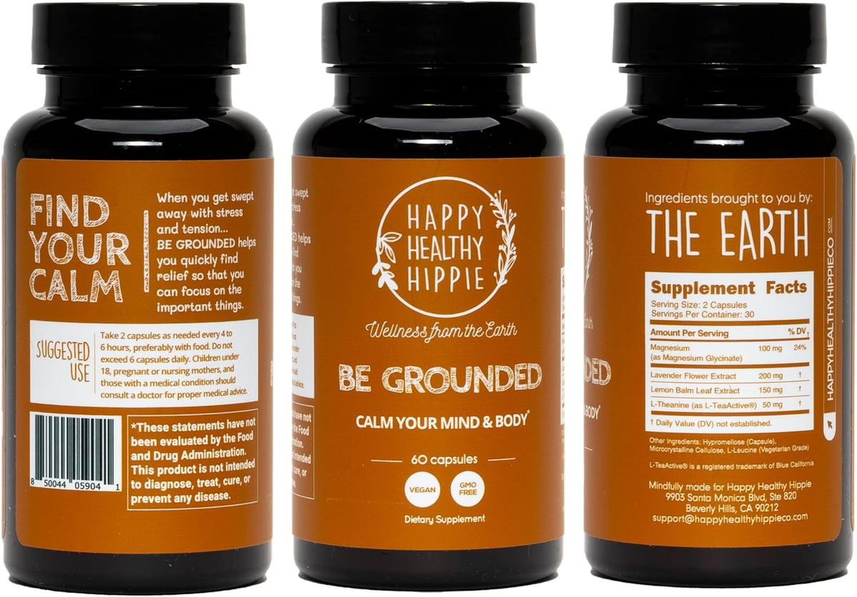 Happy Healthy Hippie Be Grounded Stress Relief Supplement + Lavender, 60 Ct