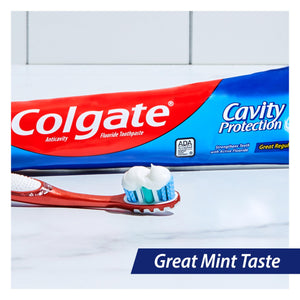 Suplement ​Colgate Cavity Protection Toothpaste with Fluoride, Minty Great Regular Flavor, Anti Cavity Toothpaste, 6 Pack, 6 Oz Tubes - VelvetGlow USA