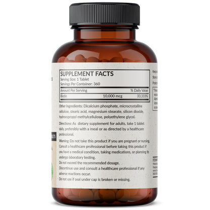 Futurebiotics Biotin 10,000 MCG High Potency Tablets Supports Healthy Hair, Skin & Nails & Energy Production, Non-GMO, 180 Vegetarian Tablets